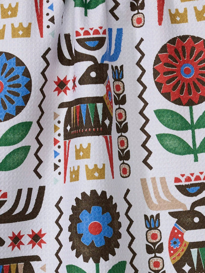 Folk Deer Tea Towel