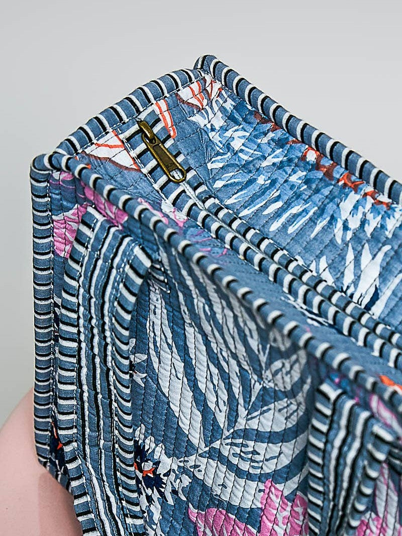 Essentials Mini Quilted Fabric Cube Bag: HONEY STRIPE MULTI