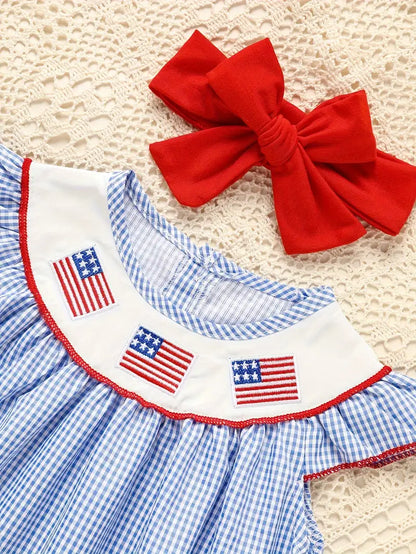 American Flag Smocked Girls' Dress