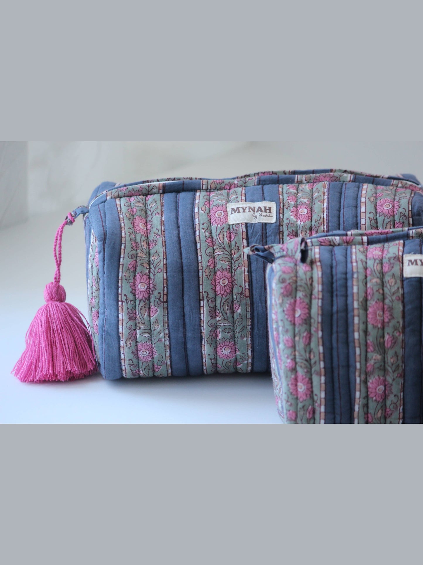 Rosy rows print travel/makeup/organizer/bag-Set of 3
