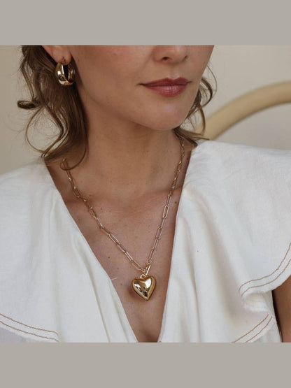 Puffed Heart on Toggle Chain Necklace