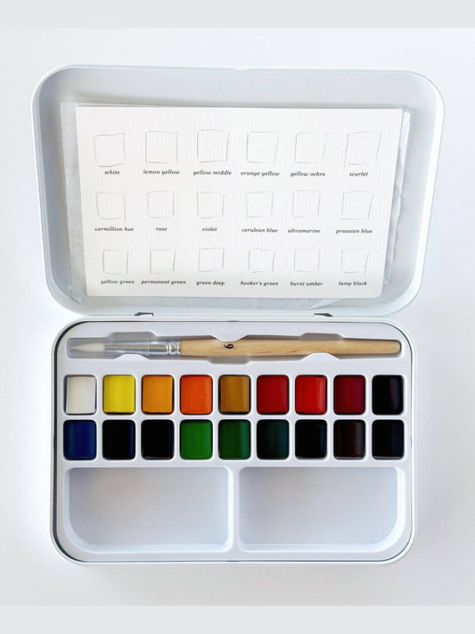 Watercolor paint set 18 colors with brush