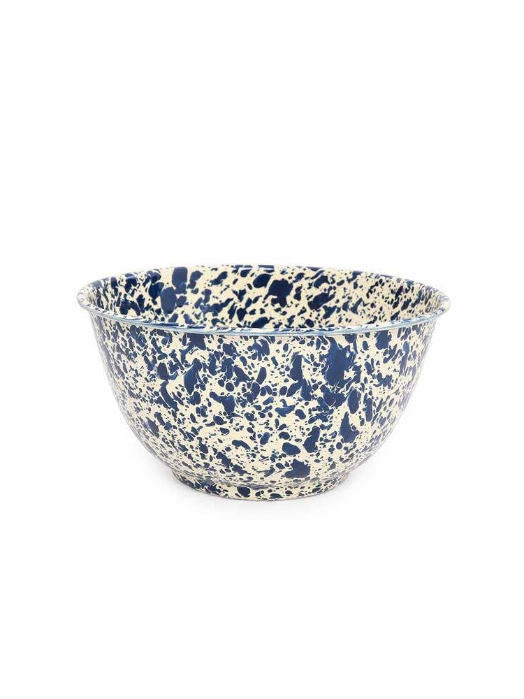 Splatter Enamelware Large Salad Bowl: Navy & Cream Splatter
