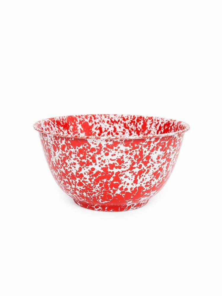 Splatter Enamelware Large Salad Bowl: Red Splatter