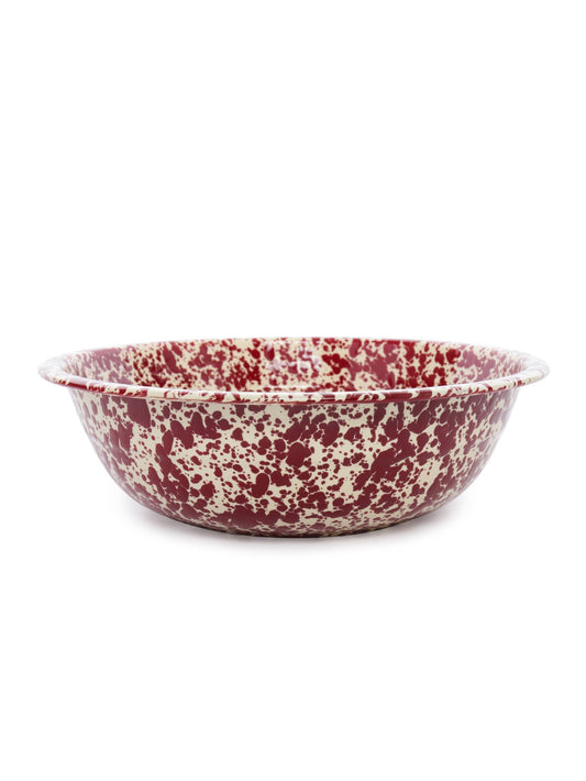 Splatter Enamelware Medium Basin: Burgundy & Cream