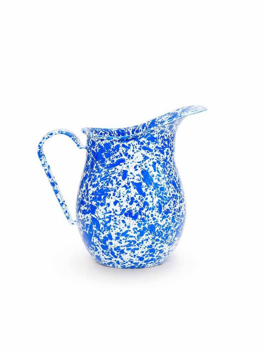 Splatter Enamelware Large Pitcher: Blue Splatter