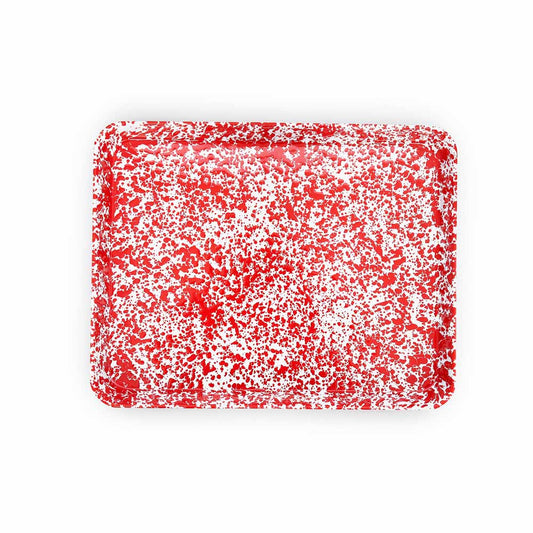 Splatter Enamelware Large Rectangle/Jelly Roll Tray: Red Splatter