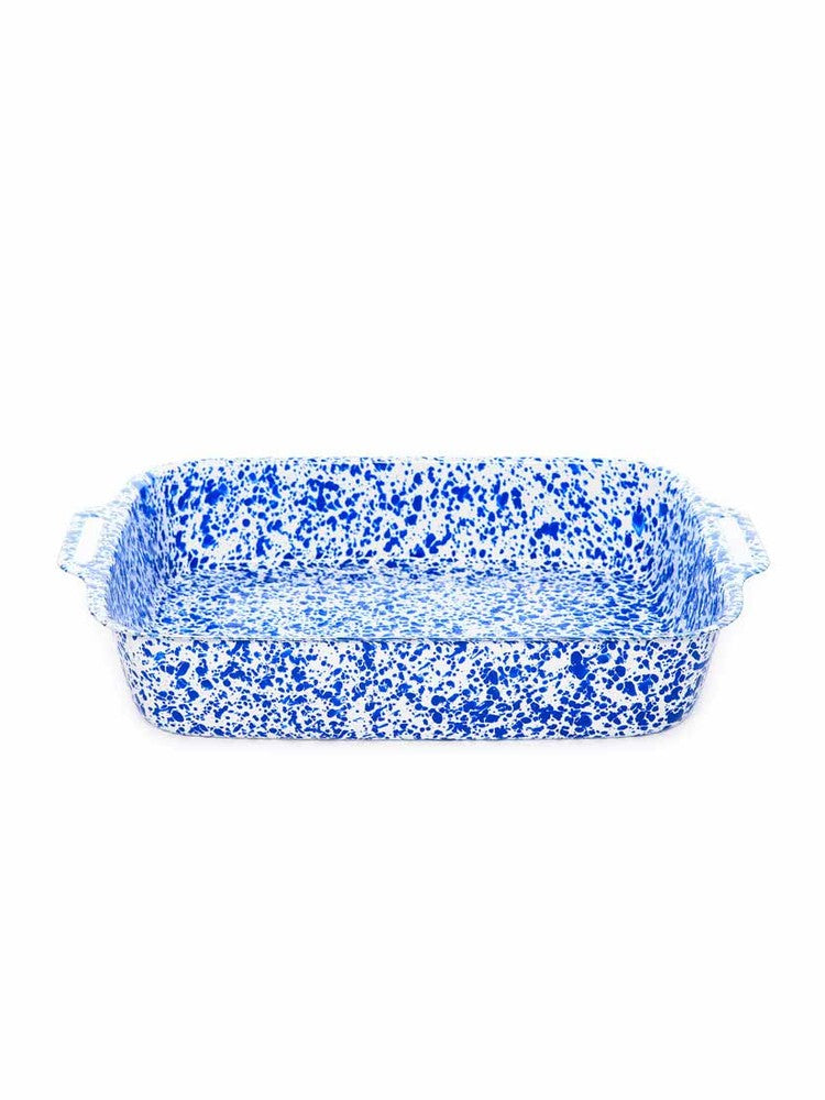 Splatter Enamelware Lasagna Pan: Blue Splatter