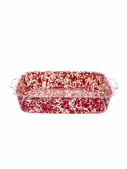 Splatter Enamelware Lasagna Pan: Burgundy & Cream Splatter