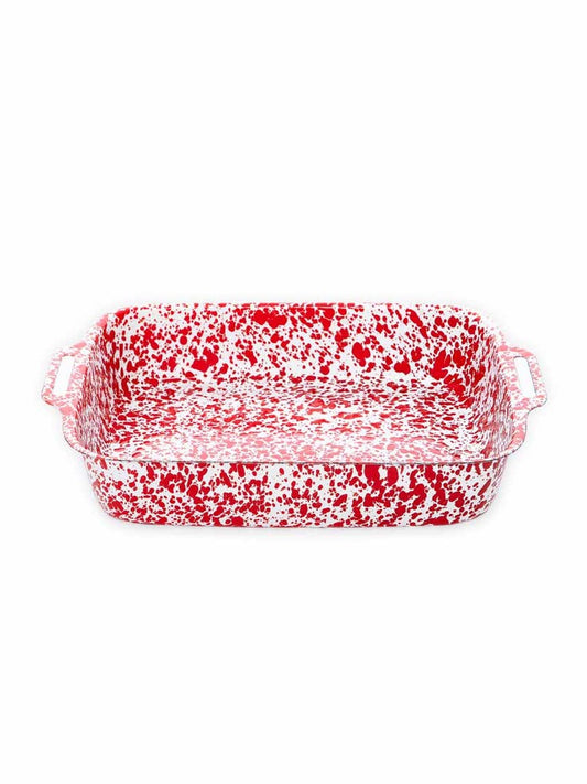 Splatter Enamelware Lasagna Pan: Red Splatter