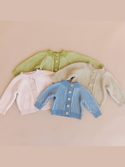 Cotton Brioche Cardigan Blue Baby Kid Stripe Sweater Clothes: 6-12m