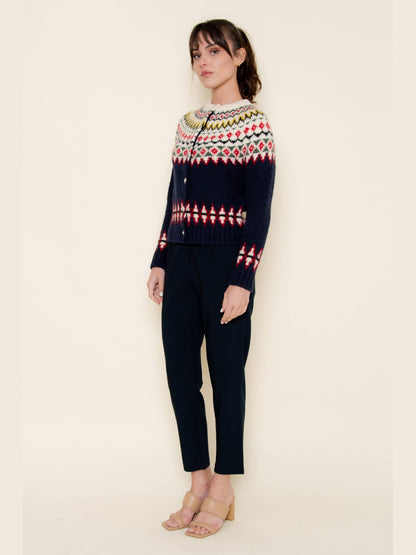 FAIR ISLE KNIT SWEATER BUTTON-DOWN CARDIGAN