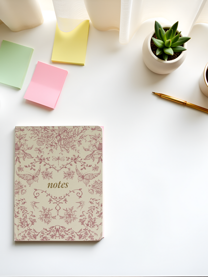 Red Toile Notes Journal, Hardcover Stationery