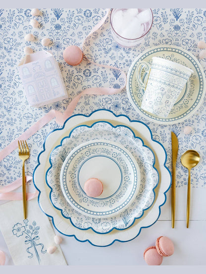 PEM1042 - Pembroke Cream with Blue Edge 12" Paper Plate