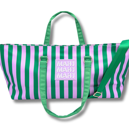 MAHJONG TOTE BAG  |  Wide with Zipper Closure: Arrows- Blue Tote Bag
