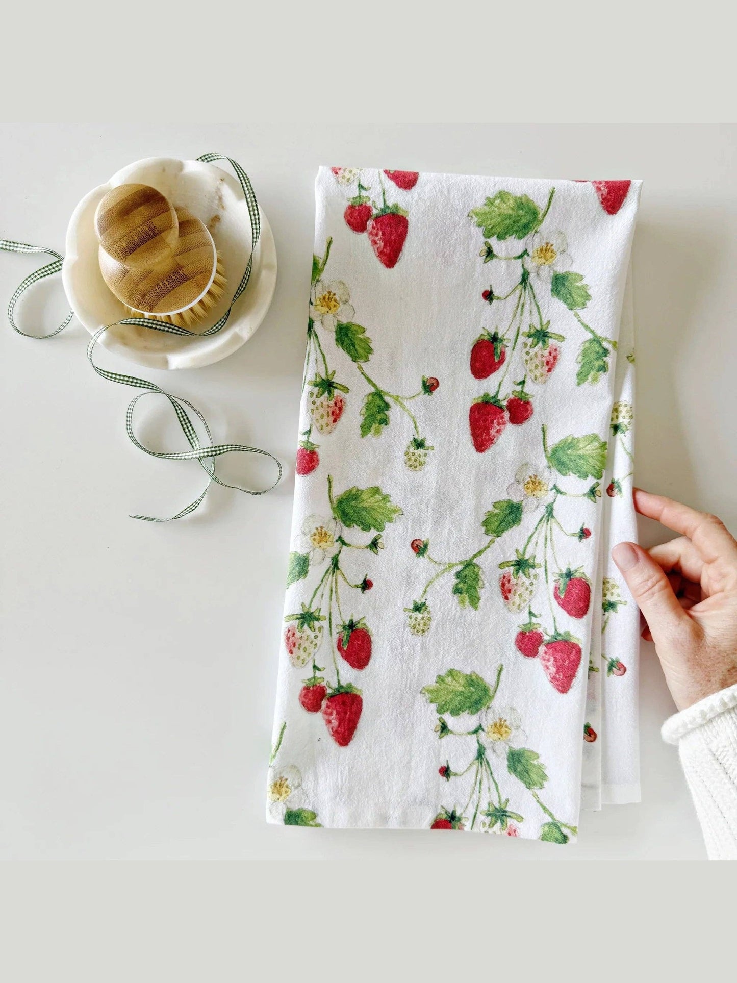 Strawberry cotton flour sack tea towel