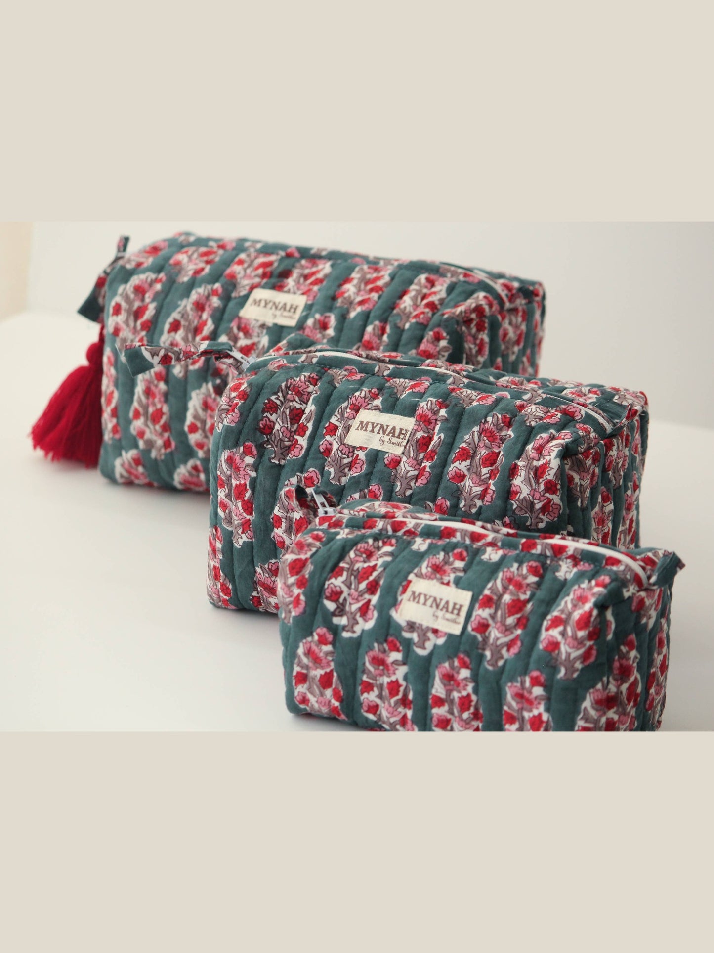 Emerald motif print travel/make up/organizer/bag-Set of 3