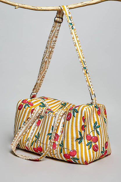 Front Pocket Quilted Adjustable Strap Bag: HONEY STRIPE MULTI