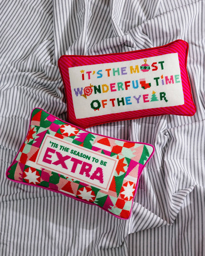 Most Wonderful Time Needlepoint Pillow