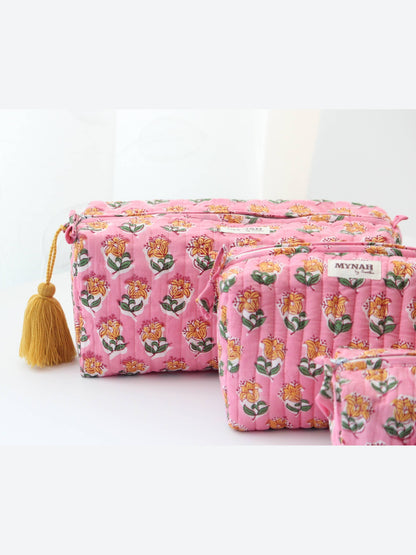 Bubblegum motif print travel/make up/organizer/bag-Set of 3