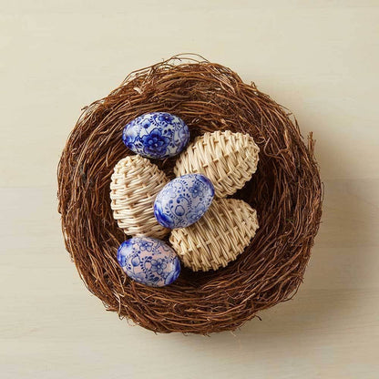 Indigo Bloom Ceramic Easter Eggs - Set of 3