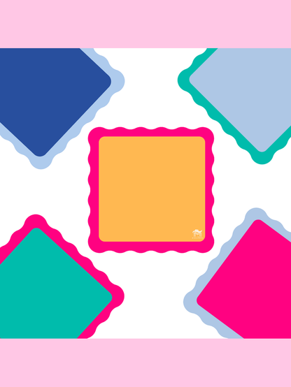 MINI MAHJONG MAT  |  Color Wave  |  21" x 21": Cobalt Center-Blue Scallop