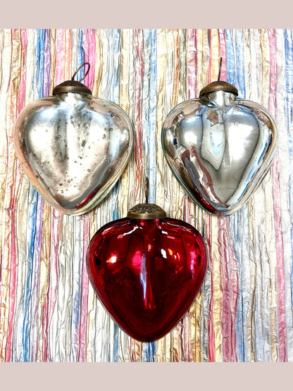 3" Antique Silver Heart Ornament