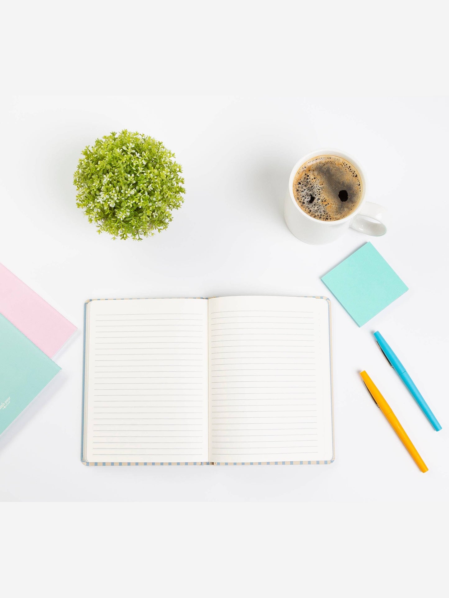 Cream and Blue Striped Notes Journal, Hardcover Stationery