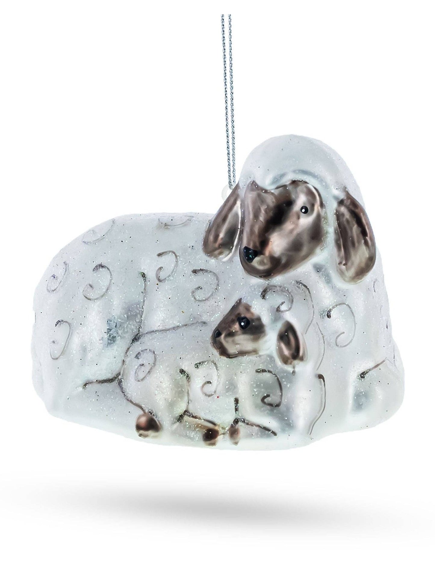Sheep Family Glass Ornament