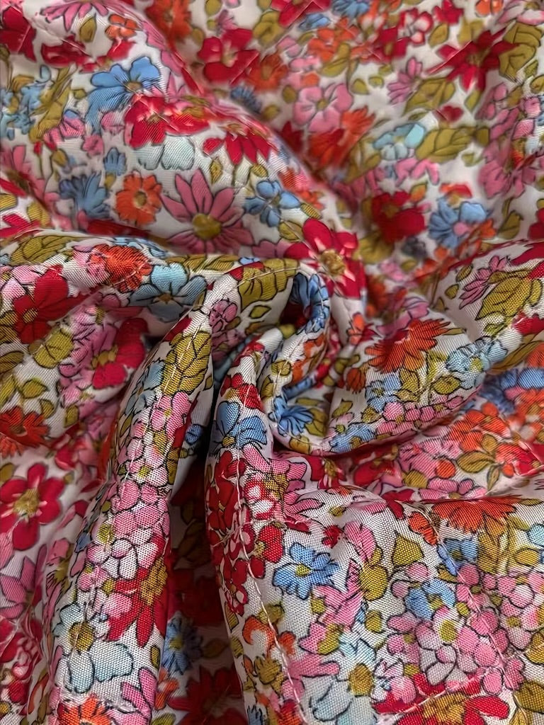 Pink Floral Print Quilted Jacket