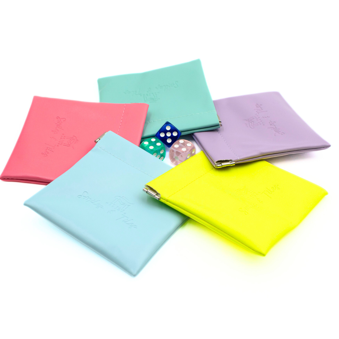 Coin, Dice, Extra Mahjong Tile Pouch  |  4x4" Bag  : Blue
