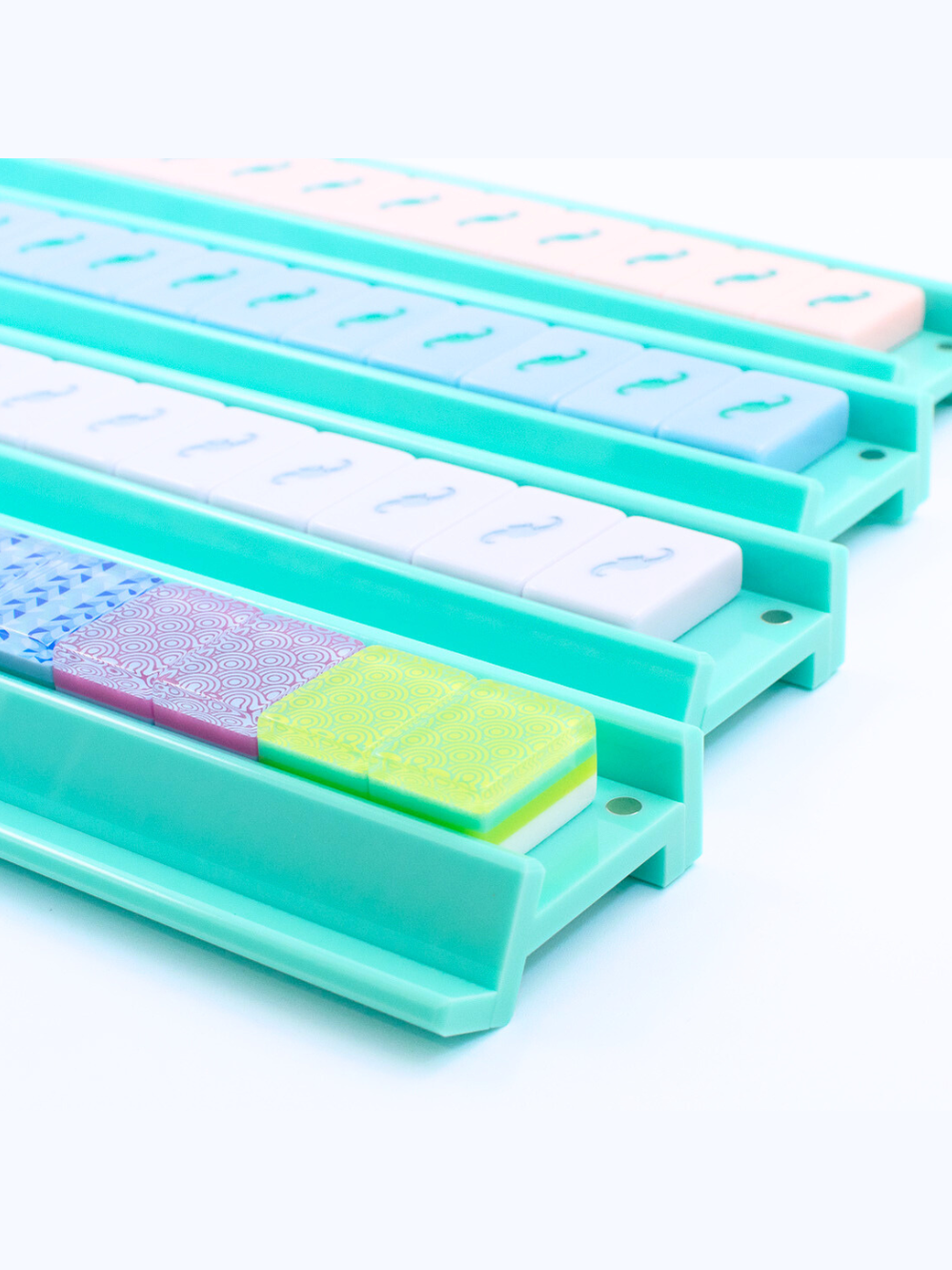 20" MAHJONG RACKS | Premium Acrylic | 4 Racks + 4 Pushers: Transparent Clear
