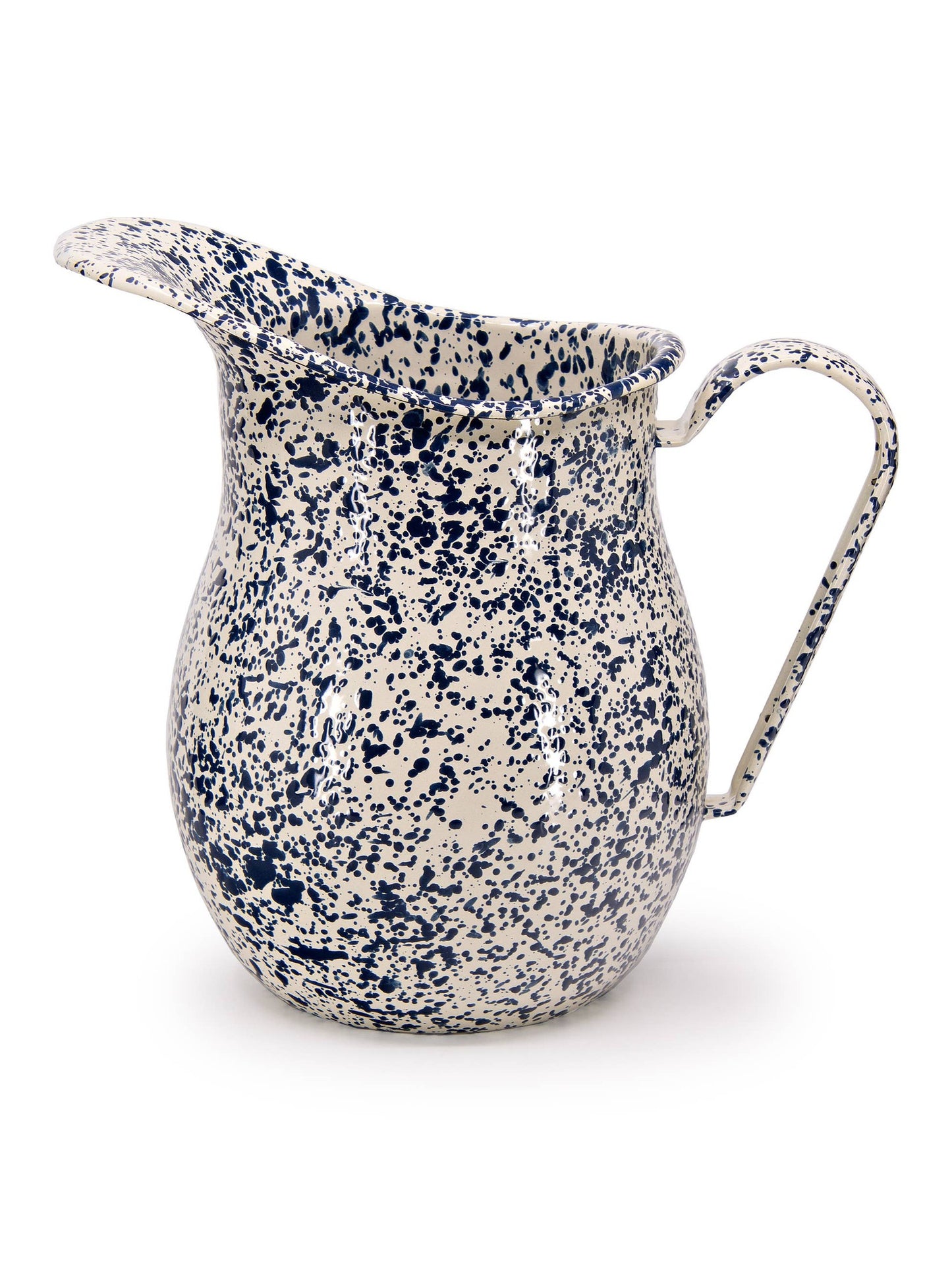 Splatter Enamelware Large Pitcher: Navy & Cream Splatter