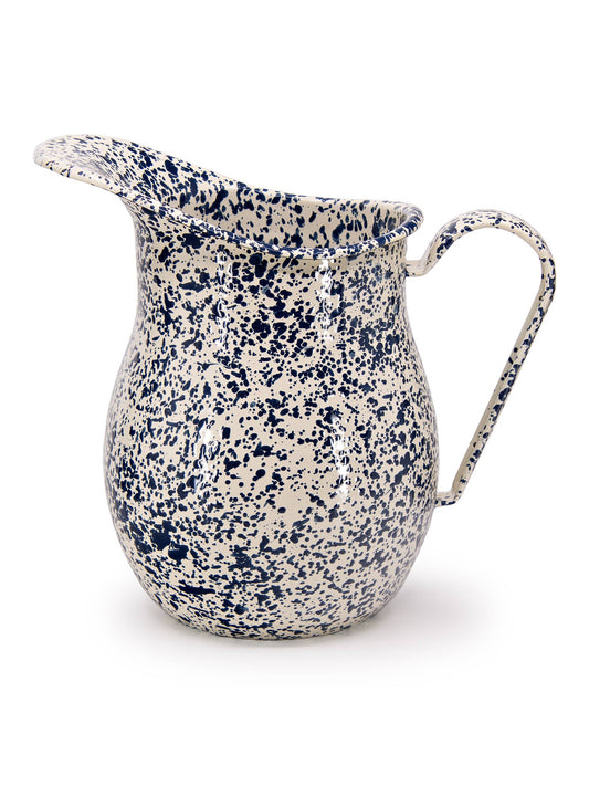 Splatter Enamelware Large Pitcher: Navy & Cream Splatter