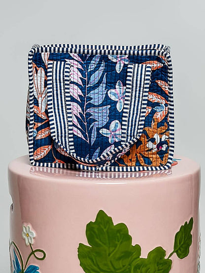 Essentials Mini Quilted Fabric Cube Bag: HONEY STRIPE MULTI