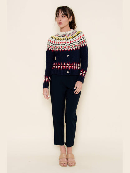 FAIR ISLE KNIT SWEATER BUTTON-DOWN CARDIGAN