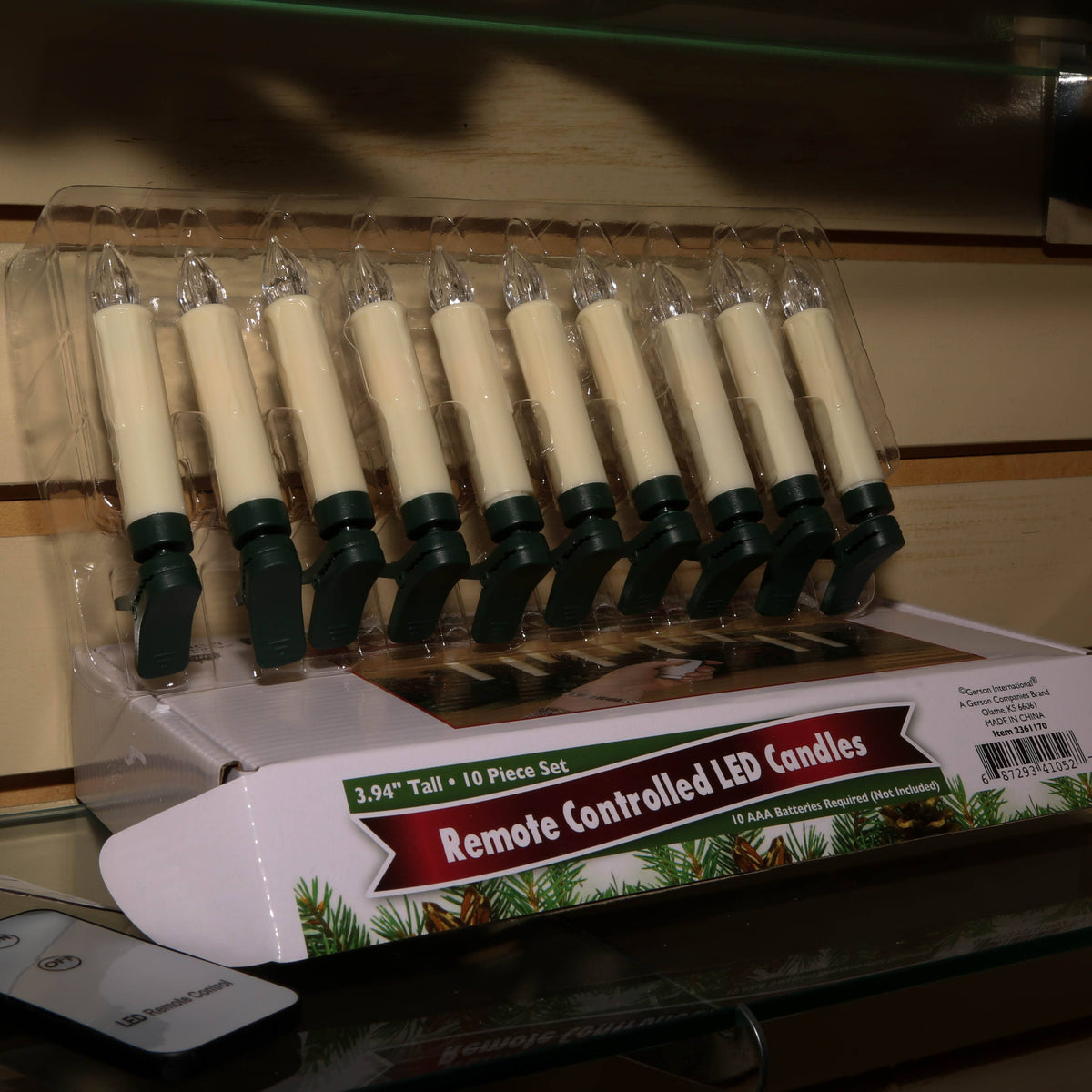 Christmas Remote Control LED Taper Candles with Clips Set of 10