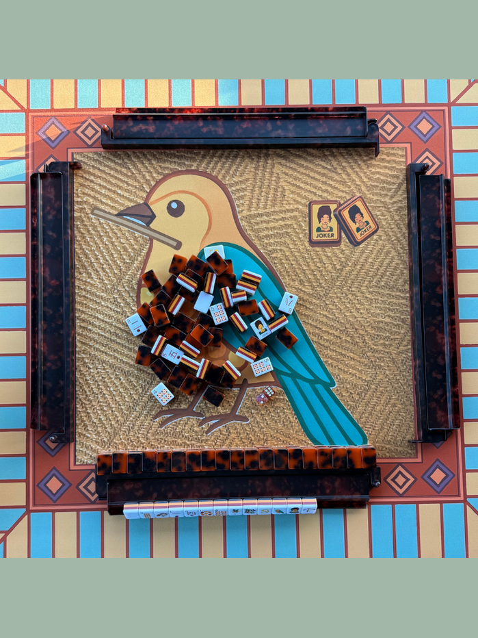 Tortoise Shell Mahjong Rack & Pusher Set Matte Finish: Tortoise Shell