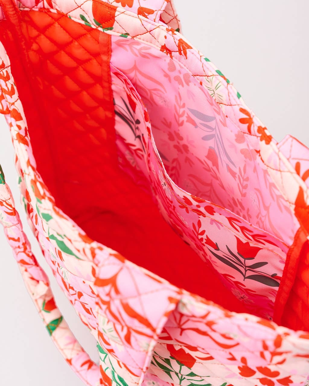 Quilted Tote, Pink Tile Floral