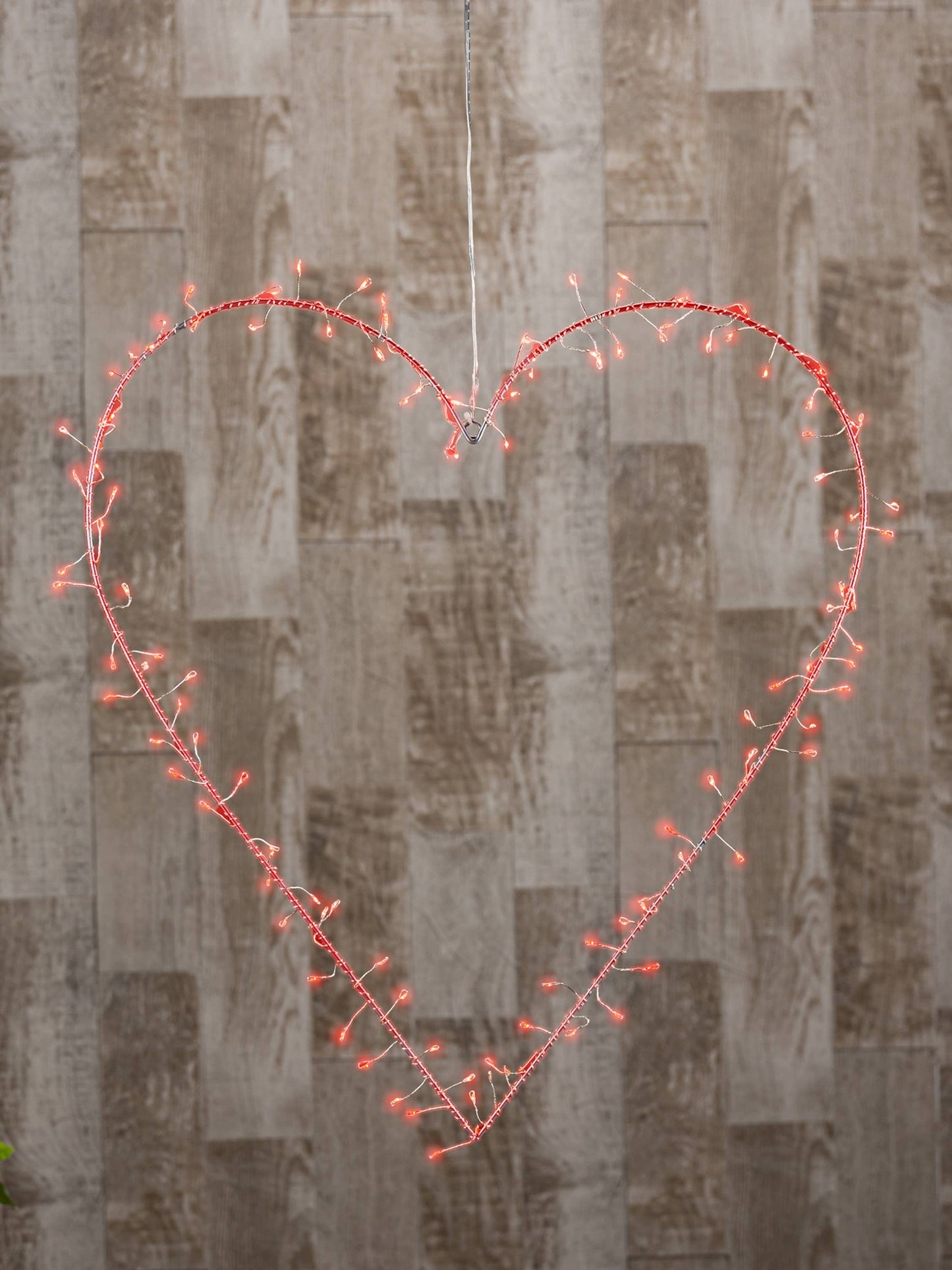 Electric Iron Heart w/ 120 Red & WW Firecracker lights 19.6"H  (red, warm white, or alternate flashing option)