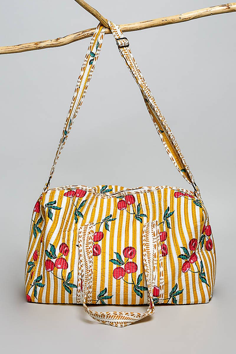 Front Pocket Quilted Adjustable Strap Bag: HONEY STRIPE MULTI
