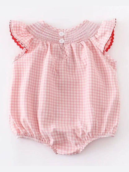 Baby Girls Strawberry Plaid Smocked Romper
