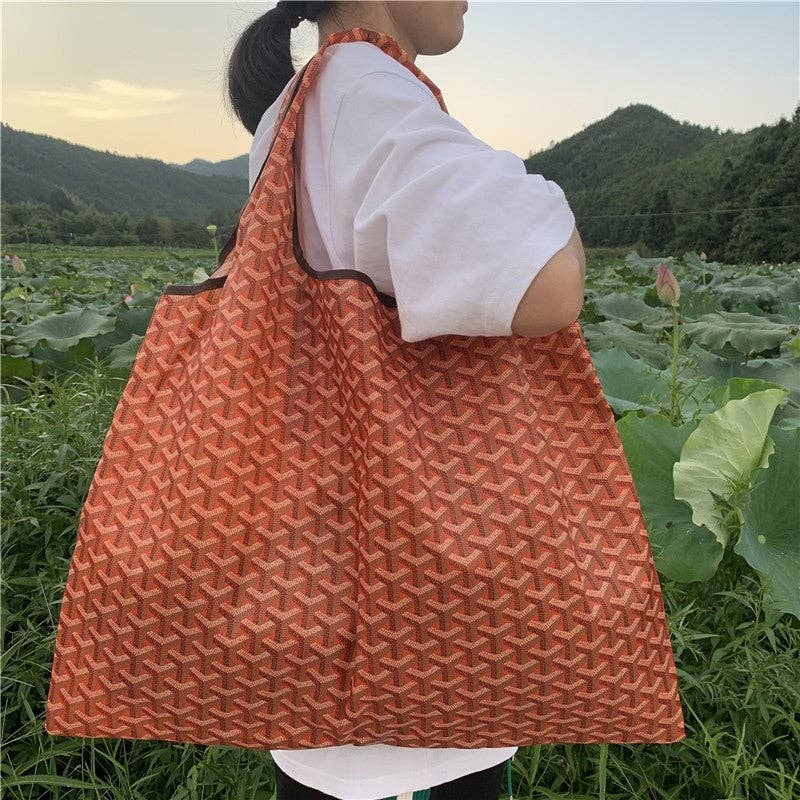 Foldable Large Capacity Shoulder Shopping Bag: Orange