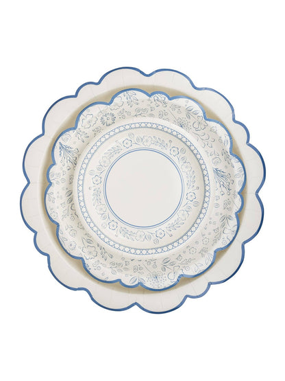 PEM1042 - Pembroke Cream with Blue Edge 12" Paper Plate
