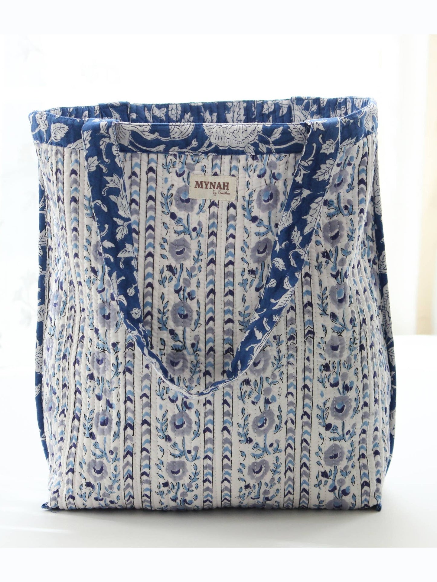Porcelain floral print reversible tote bag-Small laptop bag