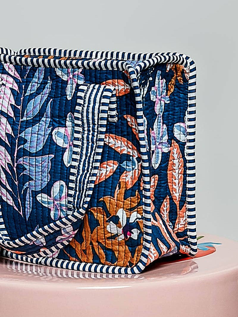 Essentials Mini Quilted Fabric Cube Bag: HONEY STRIPE MULTI