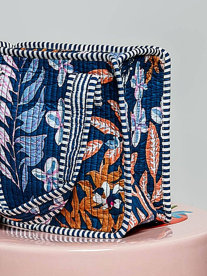 Essentials Mini Quilted Fabric Cube Bag: HONEY STRIPE MULTI