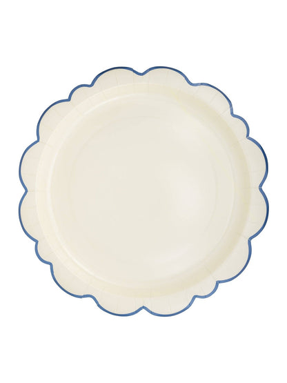 PEM1042 - Pembroke Cream with Blue Edge 12" Paper Plate