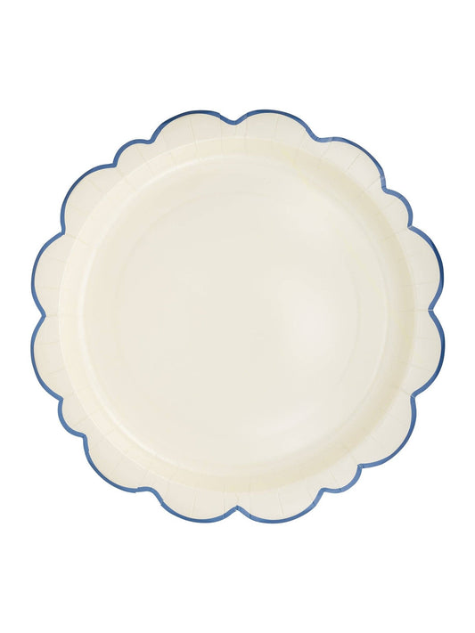 PEM1042 - Pembroke Cream with Blue Edge 12" Paper Plate