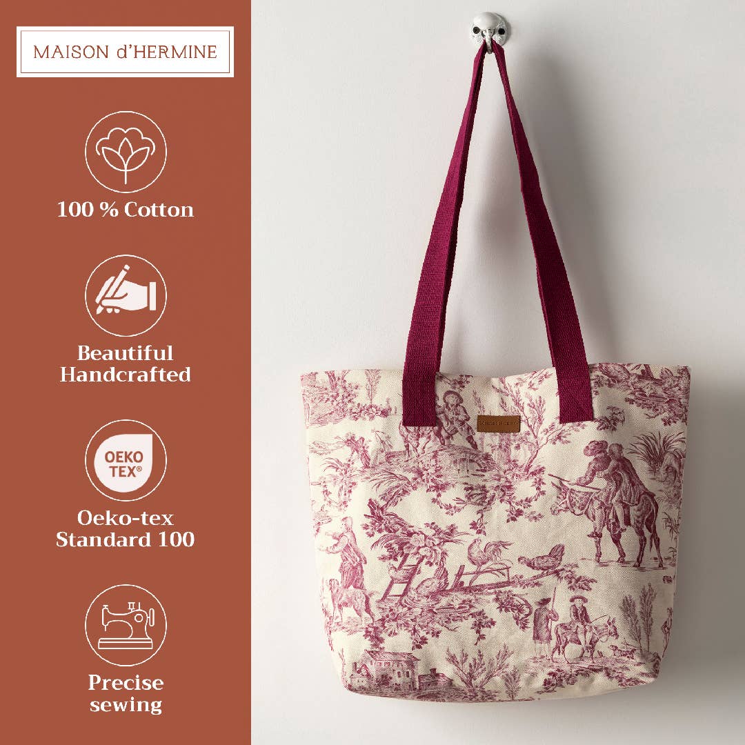 Canvas Tote Bag 100% Cotton The Miller - Red - 17.7" x 14.5"